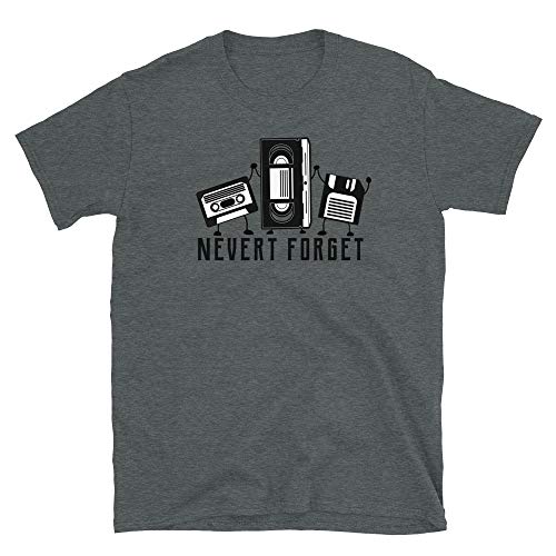 Never Forget Retro Vintage Cassette Tape Graphic Novelty Mens Funny T Shirt Dark Heather