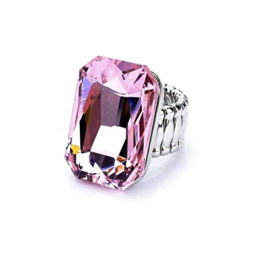 Crunchy FashionJewellery Stylish Big Crystal Artificial Solitaire Stone Studded Adjustable Ring for Women & Girls