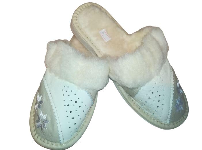 Chaussons femme en cuir et laine JANITIS avec doublure thermorégulatrice