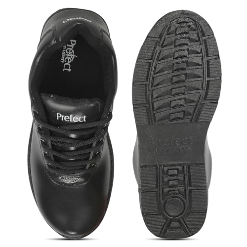 Image of Liberty Prefect Black School Shoes for Kids Lace-Up