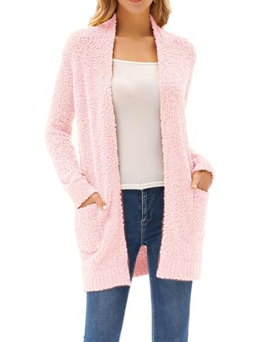GRACE KARIN Long Cardigan Sweaters for Women, Open Front Fuzzy Winter Coat, Chunky Knit Winter...