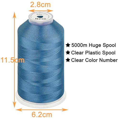 Image of New brothread - Single Huge Spool 5000M Each Polyester Embroidery Machine Thread 40WT for Commercial and Domestic Machines - Bright Blue(Janome Color)