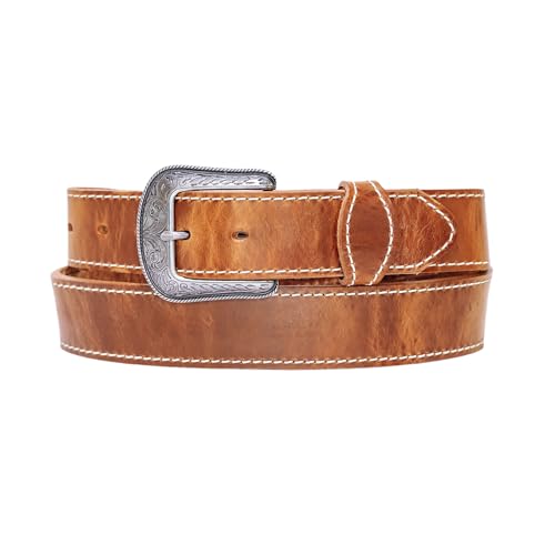 Geniune Leather Hot Dipped 3-Piece Western Belt, Brown