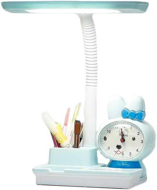 Table Lamps,Cute Alarm Clock Desk Lamp Anti-Myopia Eye Protection Reading Table Lamp Suitable for Home Office Children Learning Home Office Decoration,/Blue