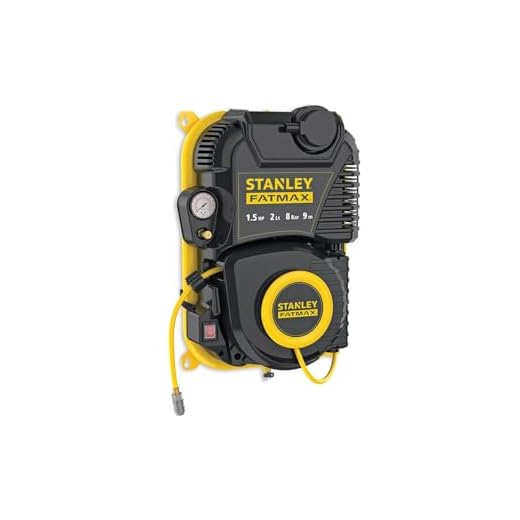 Stanley Luftkompressor FMXCMD152WE - Kompressor 8 Bar - 160L/Min Saugleistung - Ölfrei - Luftschlauch 9M - 59dB - Schwarz/Gelb