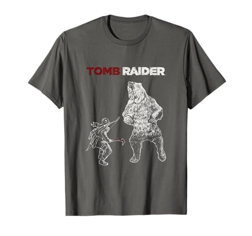 Official Licensed Tomb Raider Lara Croft vs Bear T-Shirt