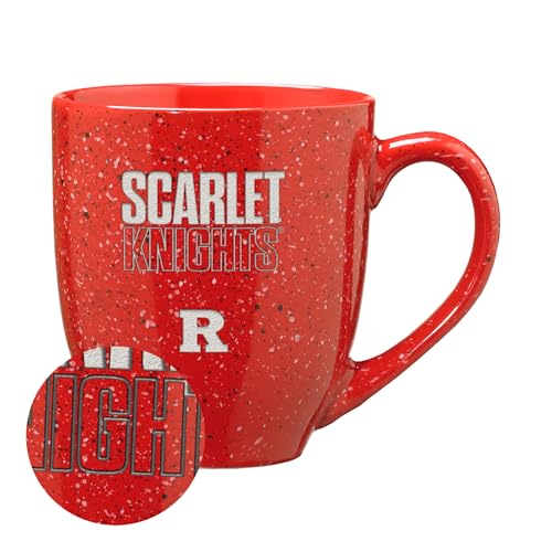 Rico Industries NCAA Rutgers Scarlet Knights Scarlet Knights 16 oz Team Color Laser Engraved Speckled Ceramic Coffee Mug
