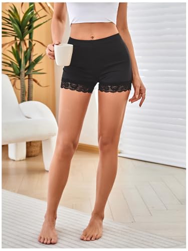 Image of MakeMeChic Women's Summer Lace Trim Shorts Biker Under Dresses