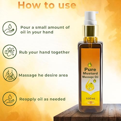 Image of MeeTo Cold Pressed Organic Mustard Oil, Natural Chemical-Free 100% Pure Extra Virgin Kachi Ghani Brown Mustard Oil, Skin & Body Massage, Moisturizing Relaxing Body Massage oil, For All Skins, 100ml
