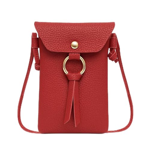 Bolsa transversal para celular feminina, bolsa de ombro pequena, mini carteira de celular para viagem, bolsa de compras, Vermelho, Small, Moderno
