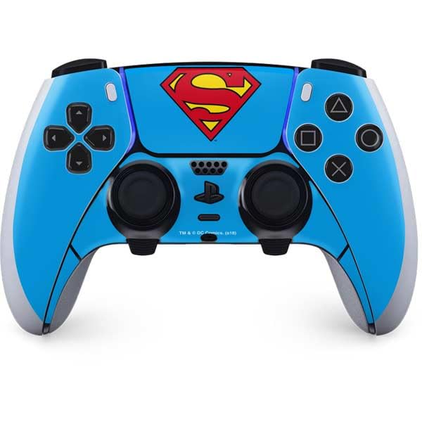 Skinit Decal Gaming Skin Compatible with PS5 DualSense Edge Pro Controller - Officially Licensed DC Comics Superman Official Logo Design