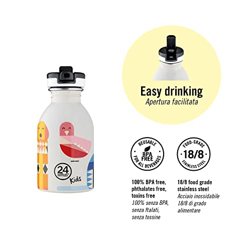 24BOTTLES Kids - Trinkflasche Kinder mit Strohhalm 250 ml, Thermosflasche Kinder 24h Cold 12h Hot, Wasserflasche 100% Versiegeltem Deckel, Umweltfreundliche Trinkflasche Edelstahl, Best Friend