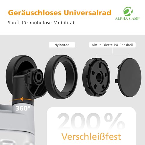 ALPHA CAMP Koffer XL Aluminium Rahmen & Polycarbonat Hartschale mit TSA Schloss Koffer Groß Silber Reisekoffer mit 4 Rollen 40x36x77cm Reisekoffer Suitcase Large 92L Handgepäck Luggage für Reise
