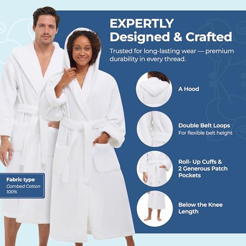 MONARCH 2Pcs His and Hers Robes Gift Set, Hooded, Luxury Combed Cotton, Five-Star Hotel Choice from4