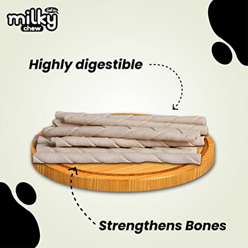 Image of Dogaholic Milky Chew Stick Style Dog Treats | Milk-Flavoured Rawhide Chews for All Ages & Sizes | Strong Teeth & Bone Support | 30 Sticks Per Pack (Pack of 5)
