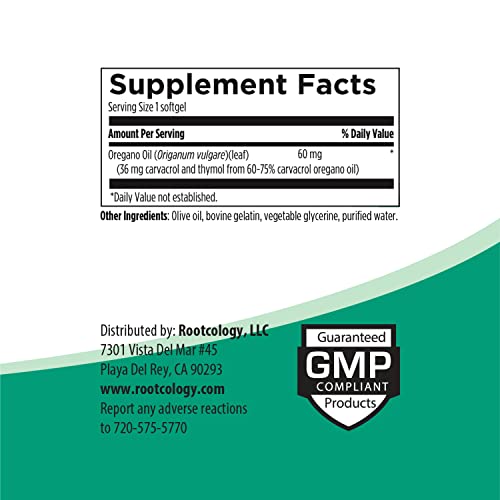 Rootcology Oil Of Oregano - Bioactive Oregano Softgels To Support A Balanced Gut - Antioxidant Protection For Intestinal Health (60 Softgels) #TOP3