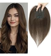YAMI Hair Toppers for Women Fluffy Human Hair Topper 10inch Handmade Swiss Base Hairpieces 360° C...