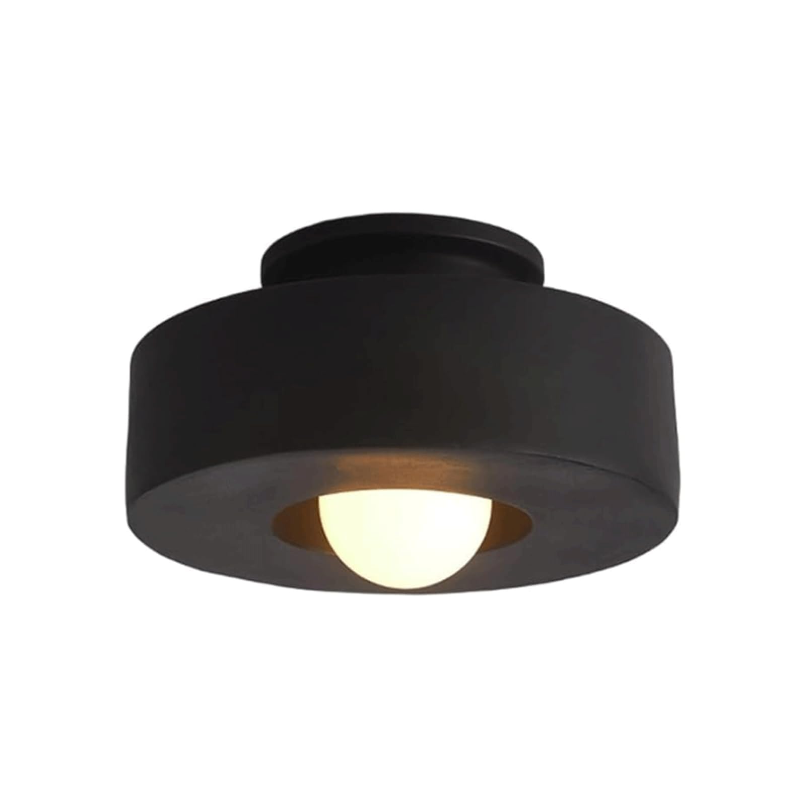 BKEKM Ceiling Light Fixture 40W Warm Light Flush Lighting Fixtures Nordic E26/E27 Close to Ceiling Lamp Round Wabi-Sabi Style Ceiling Light(Nero)