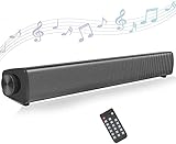 Sound Bar for TV Soundbar with Dual Built-in Subwoofer 15.8 Inch 3D Surround Sound for Home Theater Wired & Wireless Bluetooth 5.0 Audio Speaker for PC/Phone 3 Equalizer Modes (S11A) (S11A)