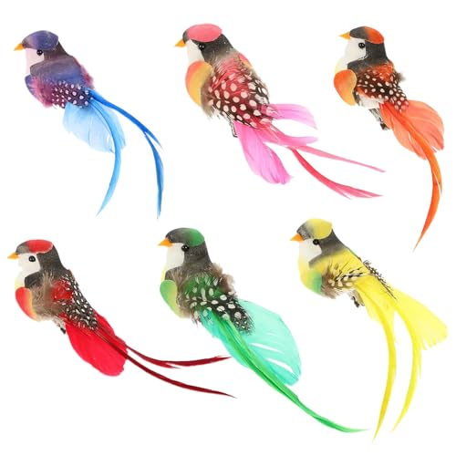 Noaxylic 6 Pièces Oiseaux Artificiels, Oiseaux Artificiels en Plumes, Oiseau Decoration, Modèles d'oiseaux Réalistes, Decoratifs à Suspendre Oiseau pour Paysage...