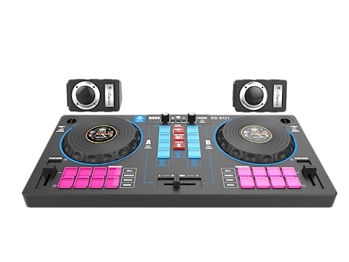 Cefa Toys - Estación de Dj Portátil con Altavoces y Control Espacial 14 en 1, Con Tocadiscos,...