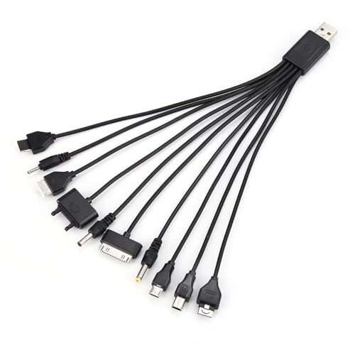 WaigN 10 in 1 USB Multi Charger Cables Universal Charger, for Mobile Phones Cord 20CM/7.87in, Universal Chargers for All Devices10 in 1 USB Cable for Smartphone Charger