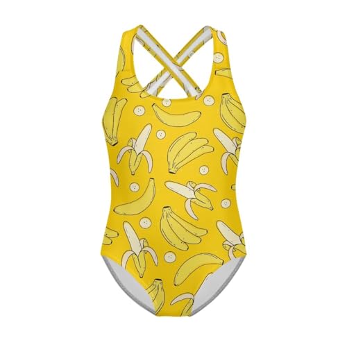 Girls One Piece Bathing Suits 5-14 Years Old Cross Strap Swimsuit Tummy Control Summer Swimwear