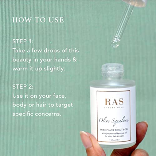 Image of RAS Luxury Oils Olive Squalane Pure Plant Beauty Oil | For Hair, Skin & Nails | Lightweight, Reduces Fine Lines | Rich in Vitamins & Antioxidants | Natural and Organic, Cruelty Free, 35ml