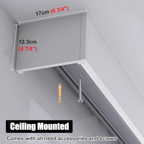 Extra Long White Double Track Curtain Rod with Pelmet Box, 3-in-1 Detachable Valance & Ceiling Mount, Ideal for 17ft (518cm) Curtains, Home Decor Solution