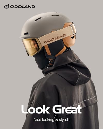 Odoland Kask narciarsko-snowboardingowy dla dorosłych i młodzieży, kask śnieżny dla mężczyzn i kobiet, bezpieczeństwo pas mocujący, certyfikat bezpieczeństwa, transmitowany z goglami do narciarstwa
