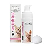 Mr Wrinkles Sphynx Rinse Free Cleansing Foam - Wipe & Go Mattifying Rice Water & Honey Formulation, Natural & Lick-Safe, Shampoo Alternative for Hairless Cats, Made in Canada