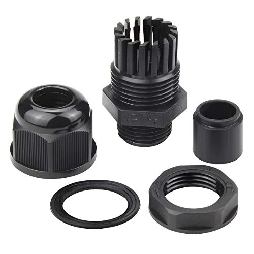 Image of XHF 50 Pcs 3 /8 inch IP68 Strain Relief Nylon Cord Grip Waterproof NPT Cable Glands Adjustable UL Listed and RoHS Compliant(Black)