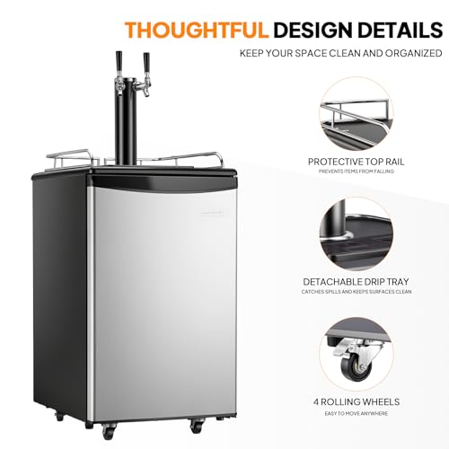 image for ROVSUN BF-152 Full Size 5.4 Cu.Ft, Beer Kegerator with CO2 Tank Includ