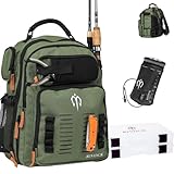 RIVOCK Fishing Tackle Backpack with Rod Holder 2 Tackle Boxes,35L Tackle Storage Bag, Insulated Cooler Backpack, Hydration Bladder, Hiking Daypack Fishing Gear and Equipment