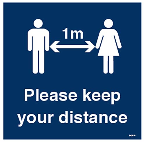 Please keep your distance (1 metre social distancing) Semi Rigid PVC sign (400x400mm)