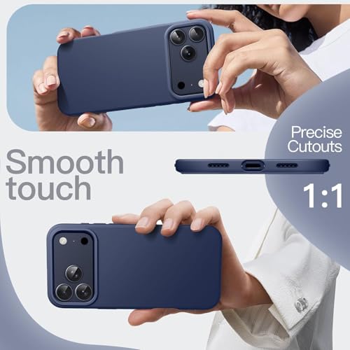 Image of Silicone Case for iPhone 17 Pro Max 6.9-Inch, Silky-Soft Touch Full-Body Protective Phone Case, Shockproof Back Cover for iPhone 17 Pro Max (Navy Blue)