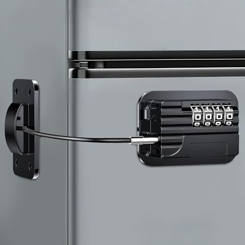 Flintronic 1Pc Serrure de Réfrigérateur, Verrou de Réfrigérateur Sans Perçage, Serrure de Porte de Réfrigérateurs Auto-adhésif, Verrou Sécurité Enfant, Sécurité Bébé Maison pour Placard,Armoire,Tiroir