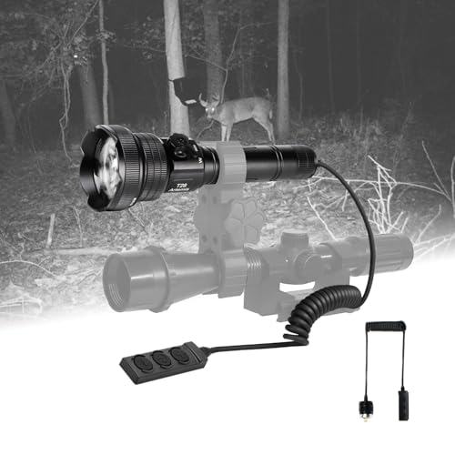 Brinyte T28 Flashlight IR Illuminator for Night Vision, White 850nm 940nm Infrared Hunting Light, Adjustable Focus with Stepless Dimming Switch for Coyote Hog Predator Hunting