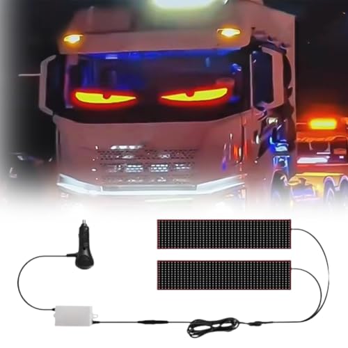 KKwercv Truck Windshield Remote Control Truck Devil Eye LED Matrix Pixel Panel LED Dynamic Devil Eyes Headlight Soft Foldable Truck Devil Eye Graffiti Scrolling Stick up Text Board