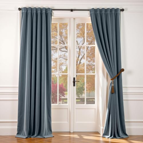 Lazzzy Velvet Blackout Curtains Thermal Insulated Room Window Drapes Super