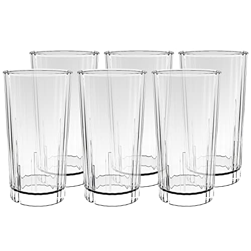 WANCHIY Kunststoff-Gläser, wiederverwendbar, 6 Stück, 350 ml, unzerbrechliche Kunststoffbecher für Erwachsene, stabile und stapelbare Wassergläser, spülmaschinenfest (transparente Farbe) Cover