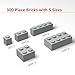 300Pcs Building Brick Bulk, Light Gray Bulk Bricks with 5 Sizes, Compatible with Lego and Parts and Pieces, Creative Halloween Christmas Building Block Toys for Boys Girls Ages 6 7 8 9 10 Years Old