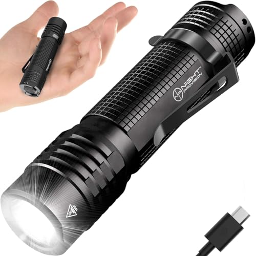 Night Provision TX8 Compact Tactical Flashlight EDC USB Rechargeable Pocket Torch CREE XPG3-S4 800 Lumen LED (USB Rechargeable)