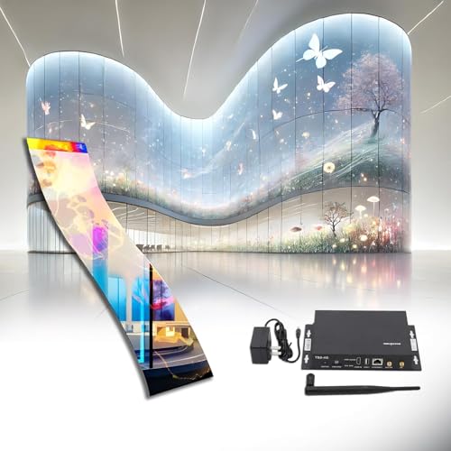 INWIXA Self-Adhesive LED Flexible Transparent Film Screen for Retail Windows, Storefronts, Glass Doors and Many More for Digital Advertising | Sunlight-Readable Display (P6, 1 Pack with TB20 Box)