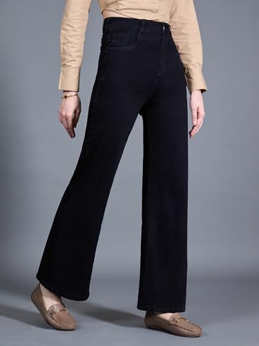 Image of Miss Chase Women's Wide-Leg High-Rise Regular-Length Stretchable Shaping Denim Jeans