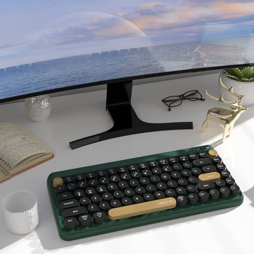 Image of UBOTIE Portable Bluetooth Colorful Computer Keyboards, Wireless Mini Compact Retro Typewriter Flexible 84Keys Design Keyboard