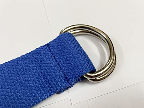 Oneyijun Tressé Toile Ceinture Femmes Hommes avec Double Argent Métal Boucle d'anneau en D Décontractée Unisexe 113cm – vue 5