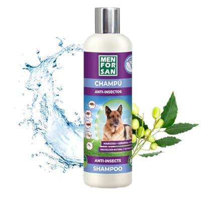 MENFORSAN Champú Anti-Insectos Repelente para Perros | con 3 Activos Naturales: Margosa Geraniol y Lavandino | Protege contra Insectos | Cítrico | 1L