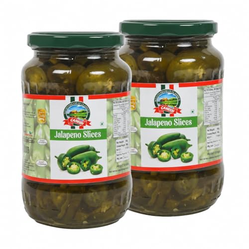 Image of CANEEN Green Jalapeno Slices (Ideal for Nachos, Pizzas, Salads and Sandwiches, Tacos and Burritos,Burgers,Nachos,Dip,Salsas and Sauces,Garnish, (Pack of 2)