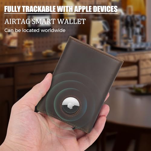 Polare Full Grain Leather Trifold Wallet with AirTag Slot RFID Blocking Credit Card Holder with ID Window for Men3